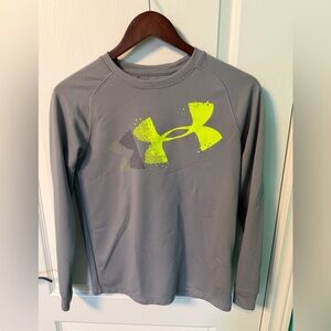 Under Armour Gray Long Sleeve Tee with Neon Yellow Logo